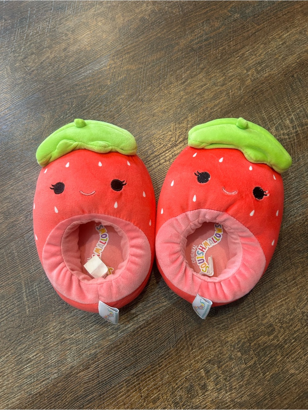 Squishmallows Strawberry Red and Green Kids Slippers
